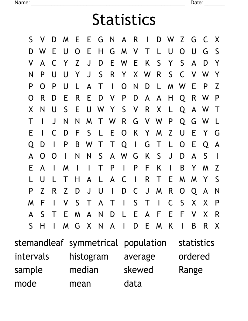 Statistics Word Search