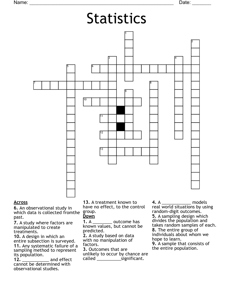 Statistics Crossword