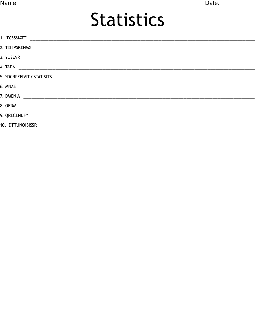 Statistics Word Scramble