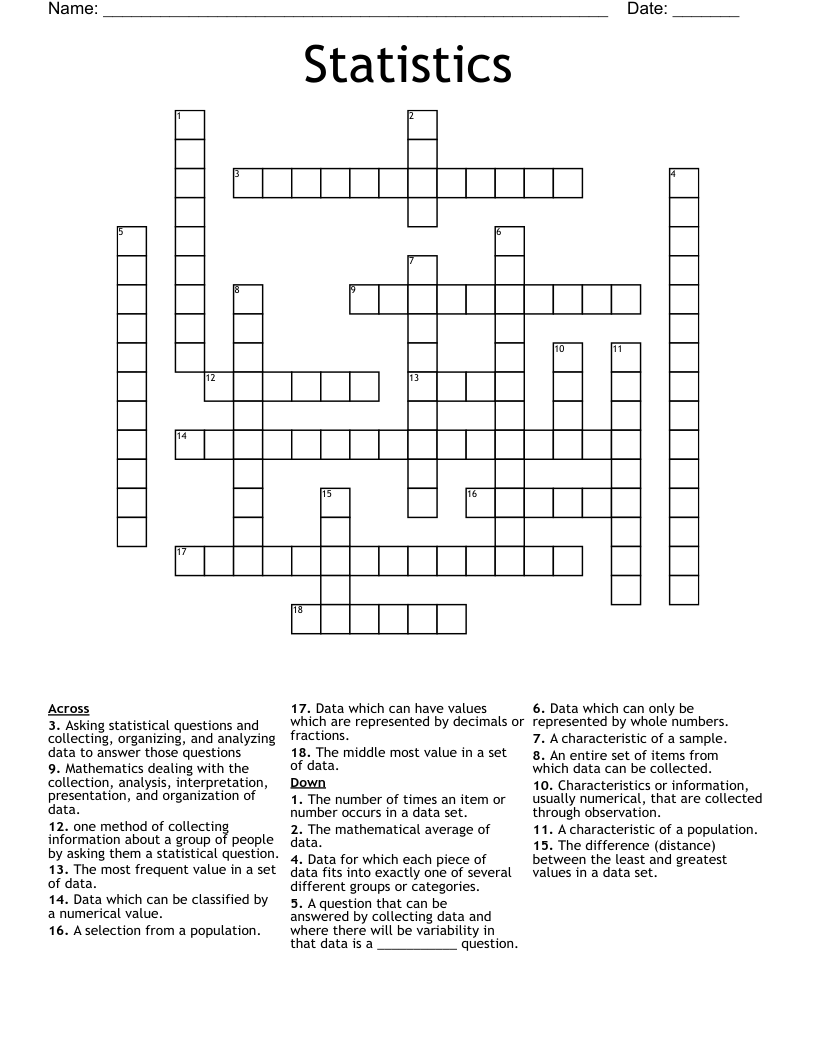 Statistics Crossword