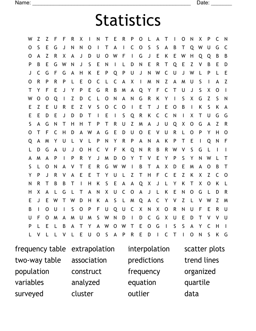 Statistics Word Search