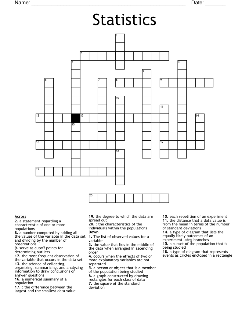 Statistics Crossword