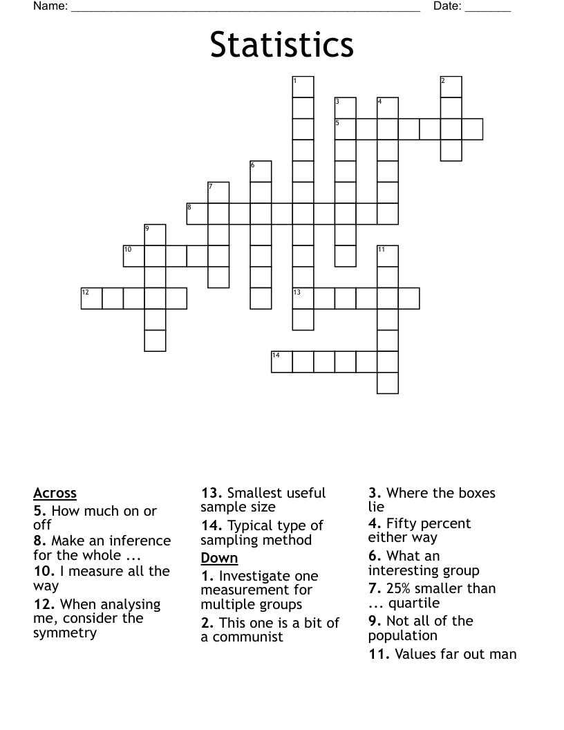 Statistics Crossword