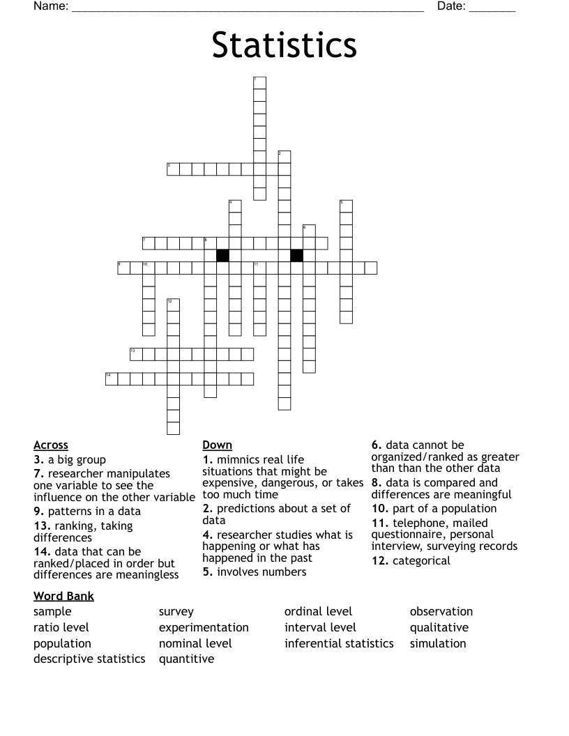 Statistics Crossword