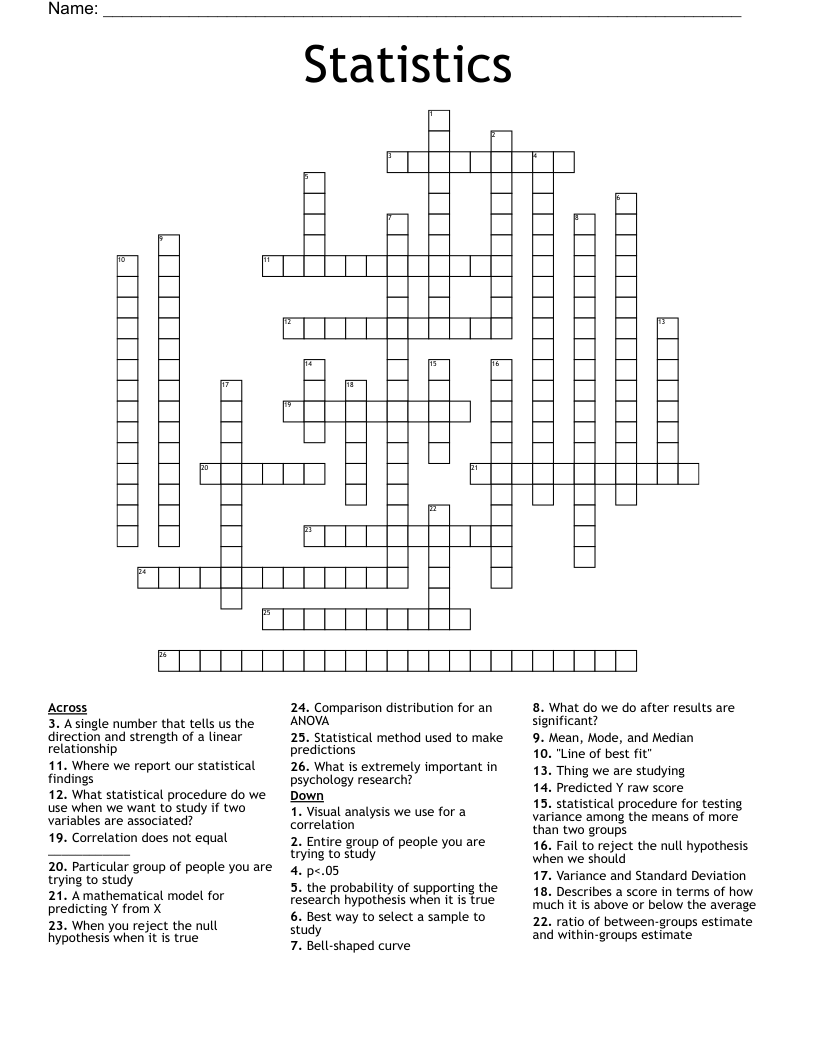 Statistics Crossword