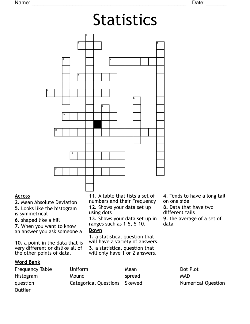 Statistics Crossword