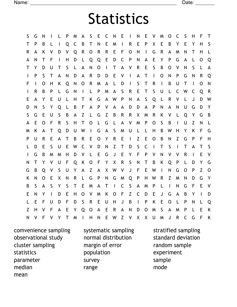 Statistics Word Search