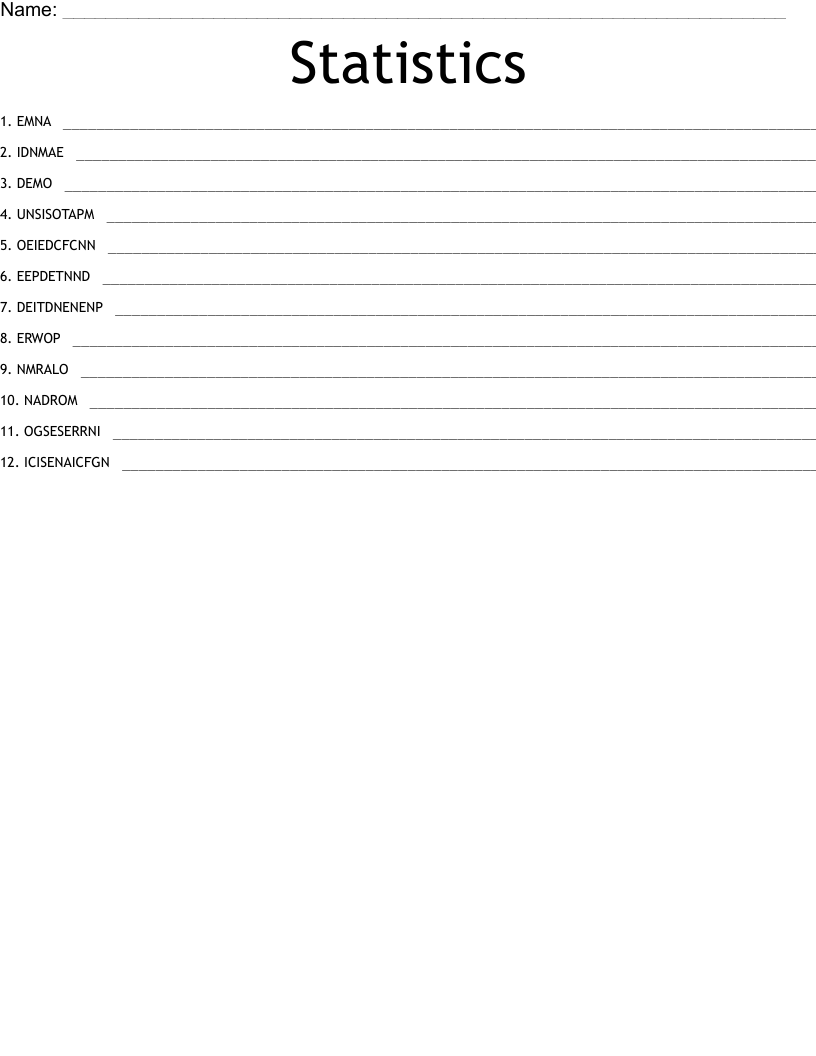 Statistics Word Scramble