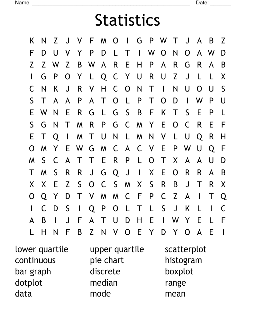 Statistics Word Search