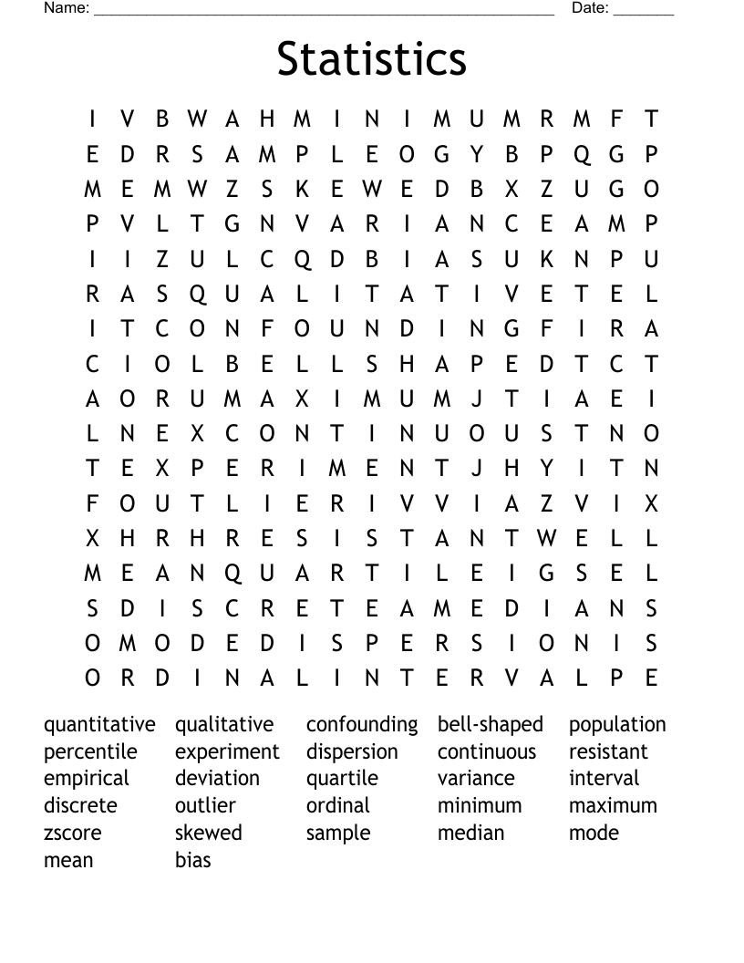 Statistics Word Search