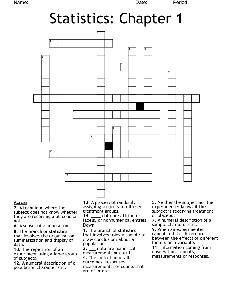 Statistics: Chapter 1 Crossword