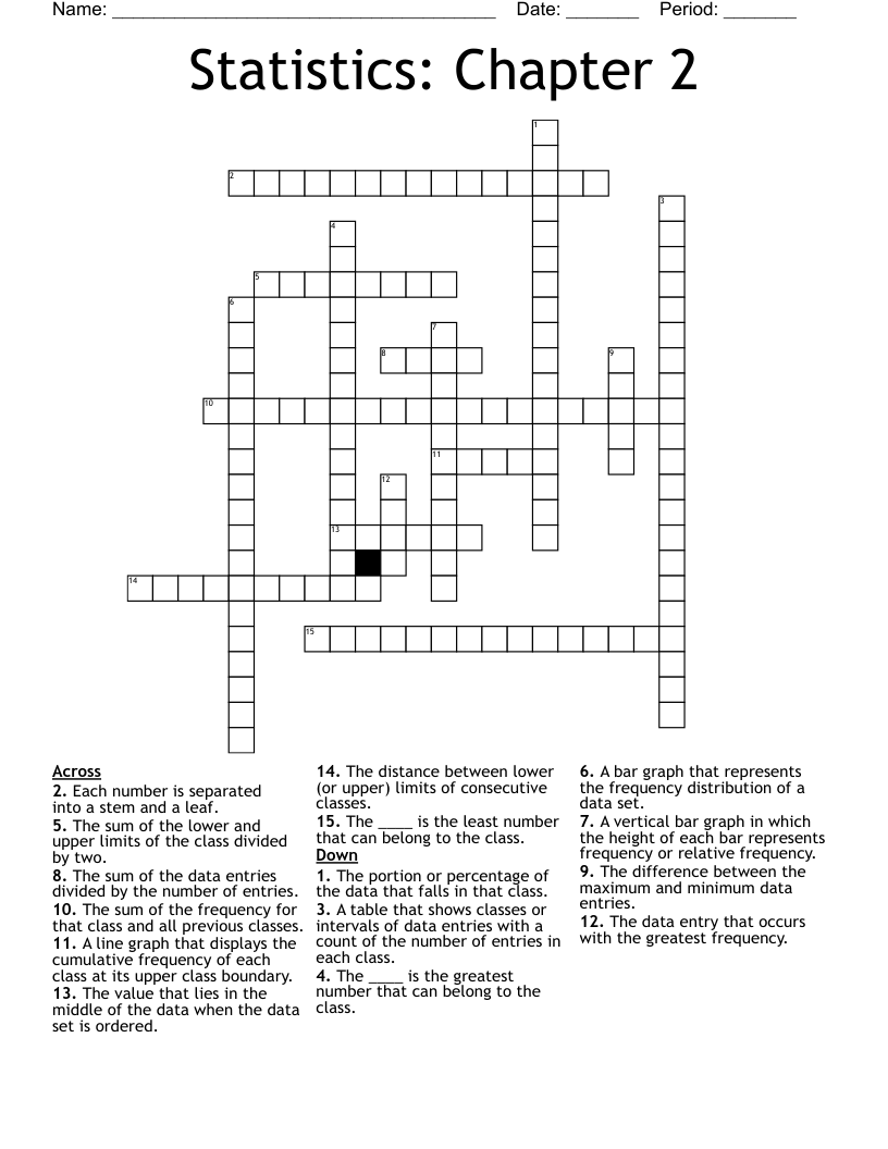 Statistics: Chapter 2 Crossword