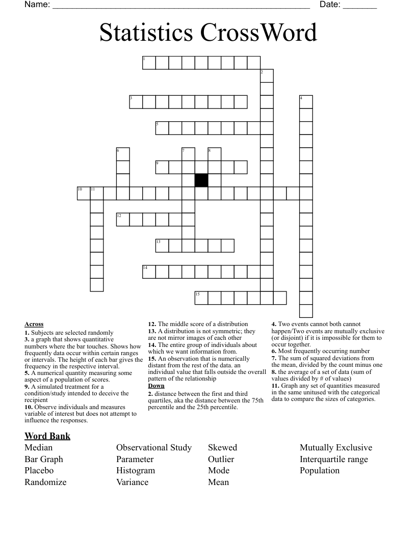 Statistics CrossWord
