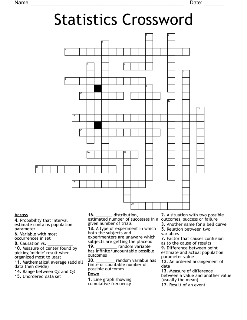 Statistics Crossword