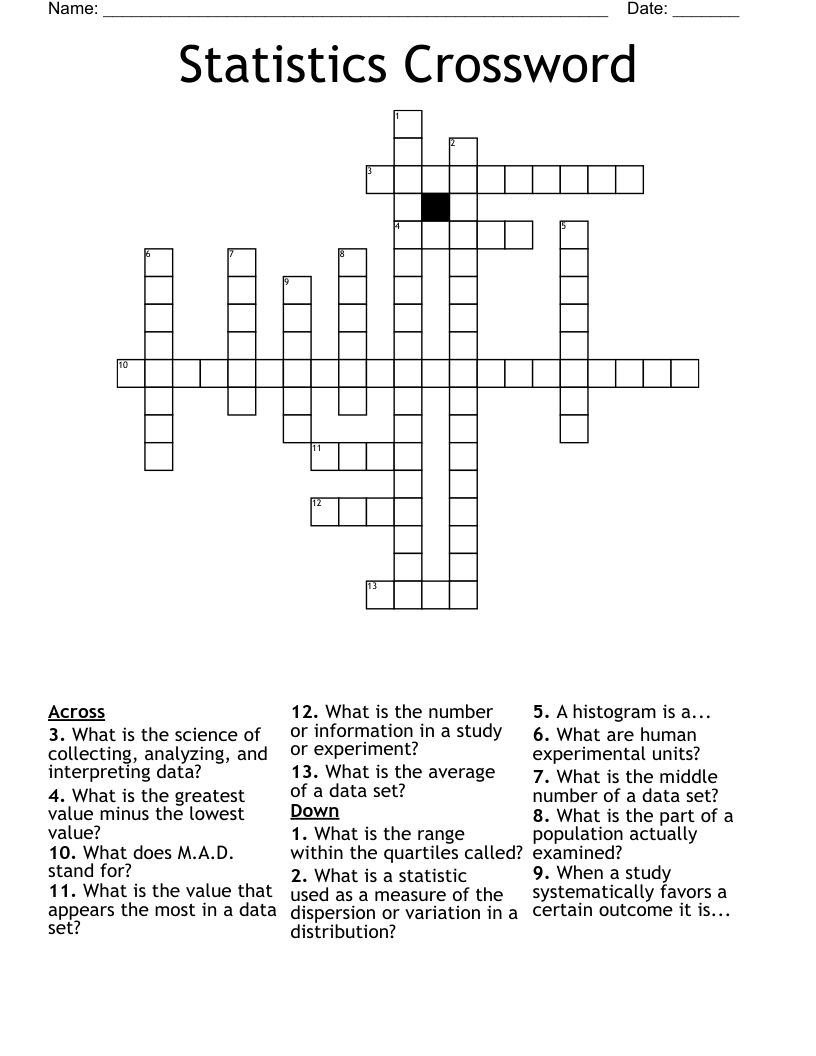 Statistics Crossword