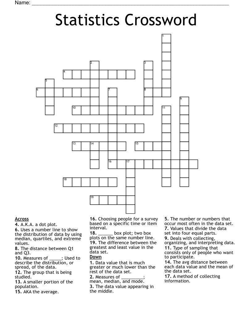 Statistics Crossword