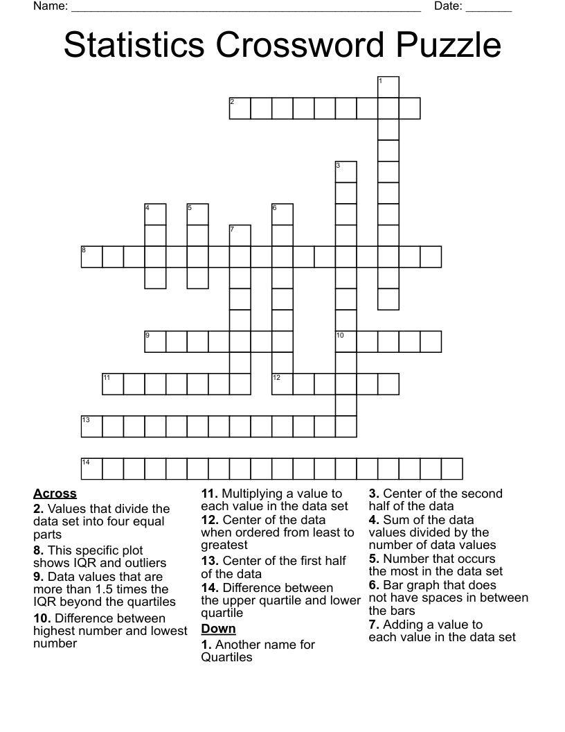 Statistics Crossword Puzzle