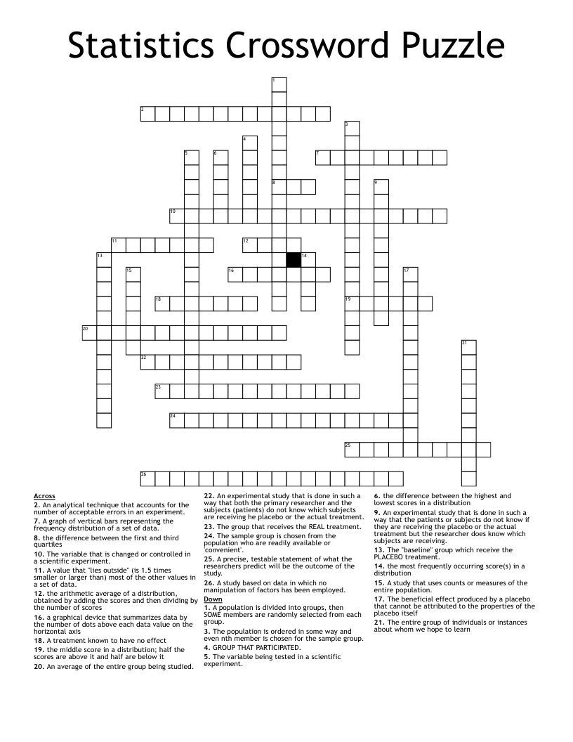 Statistics Crossword Puzzle