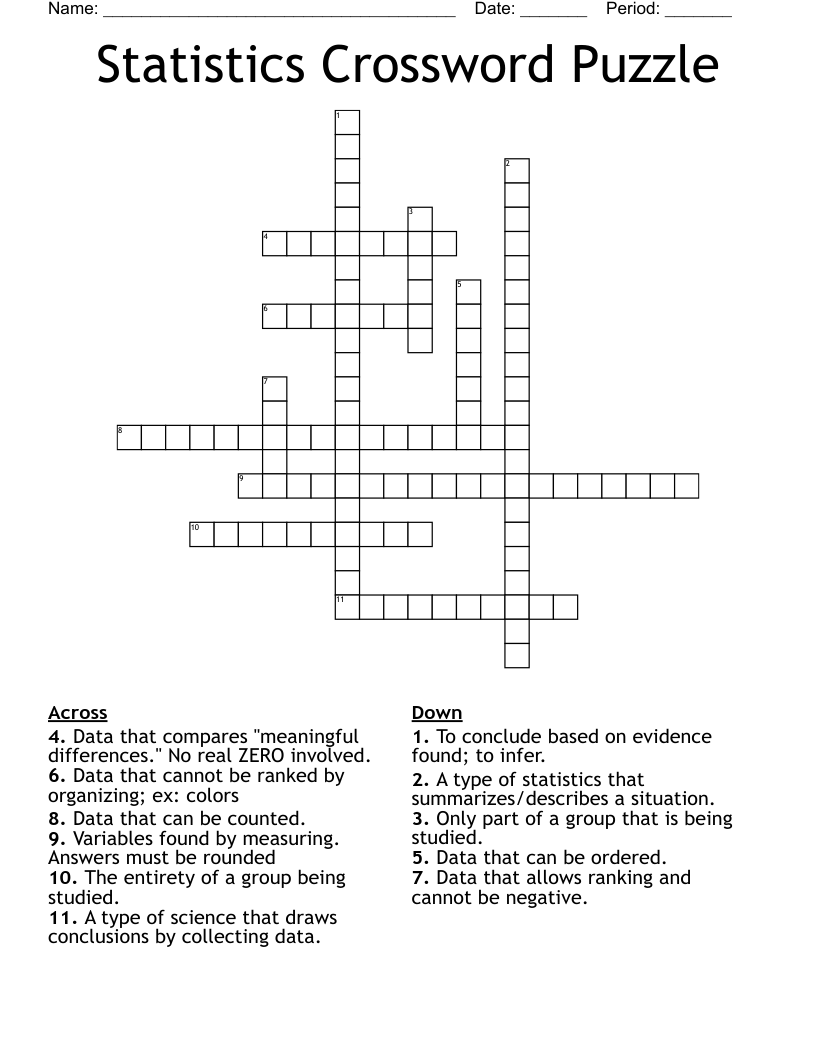 Statistics Crossword Puzzle