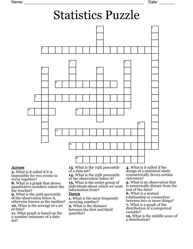 Statistics Puzzle Crossword