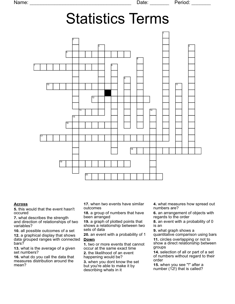 Statistics Terms Crossword