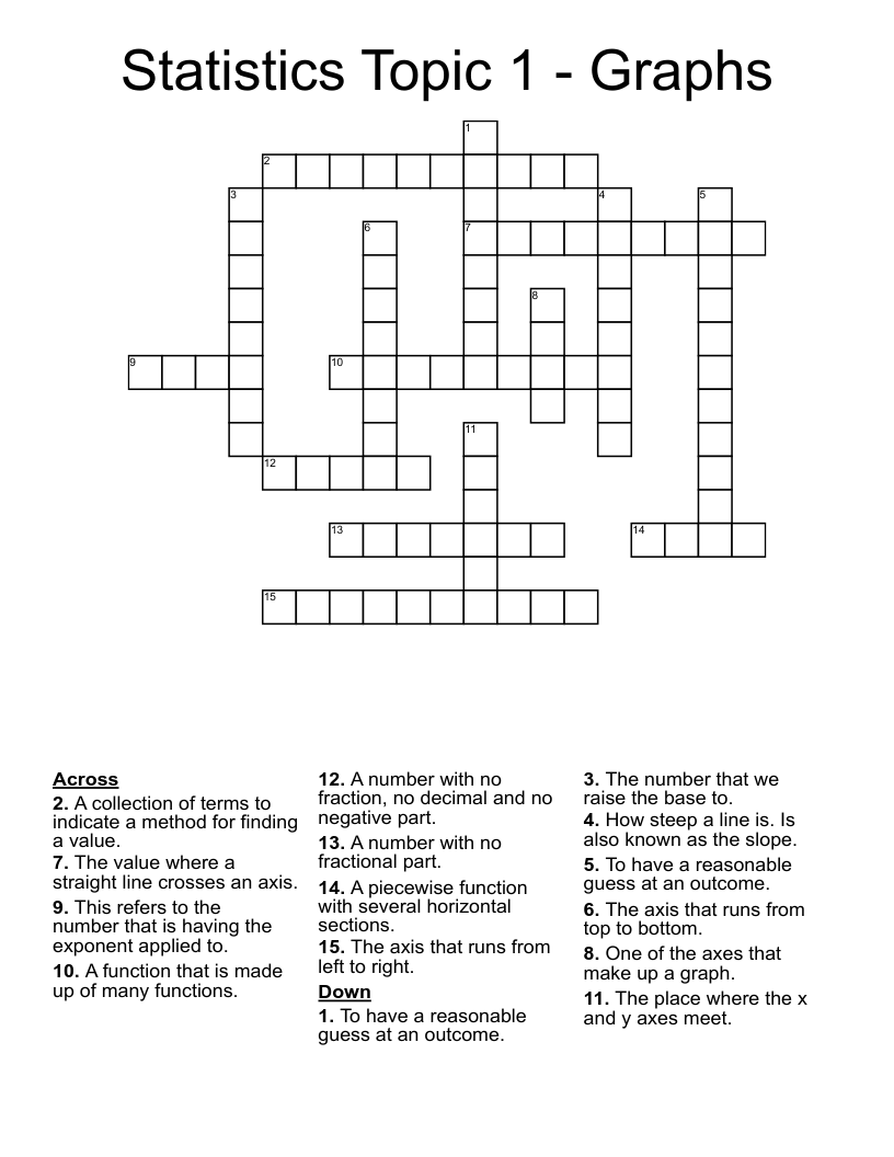 Statistics Topic 1 - Graphs Crossword