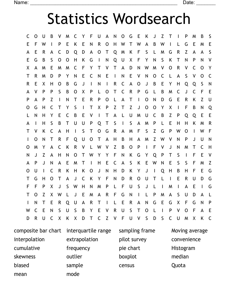Statistics Wordsearch