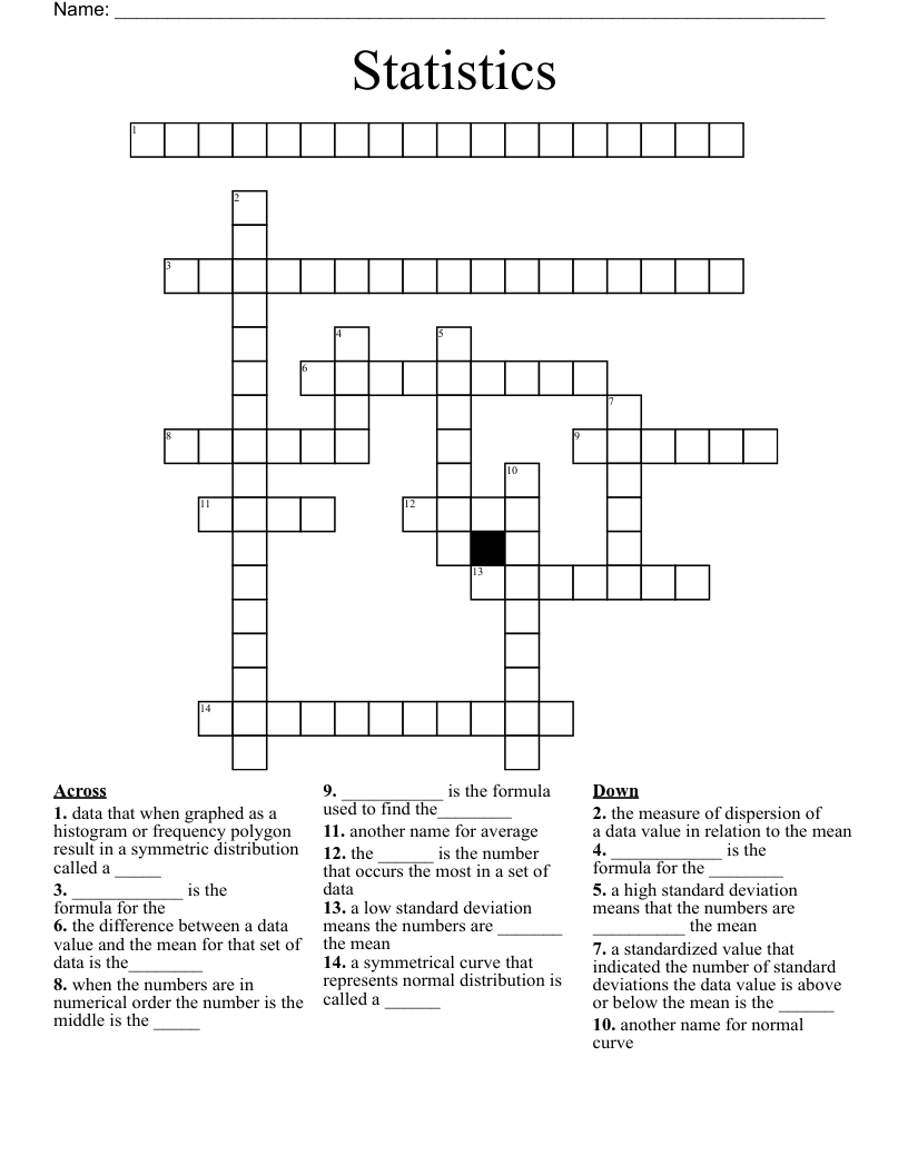 Statistics  Crossword