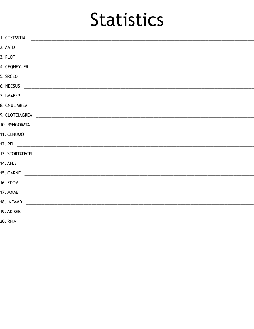 Statistics  Word Scramble