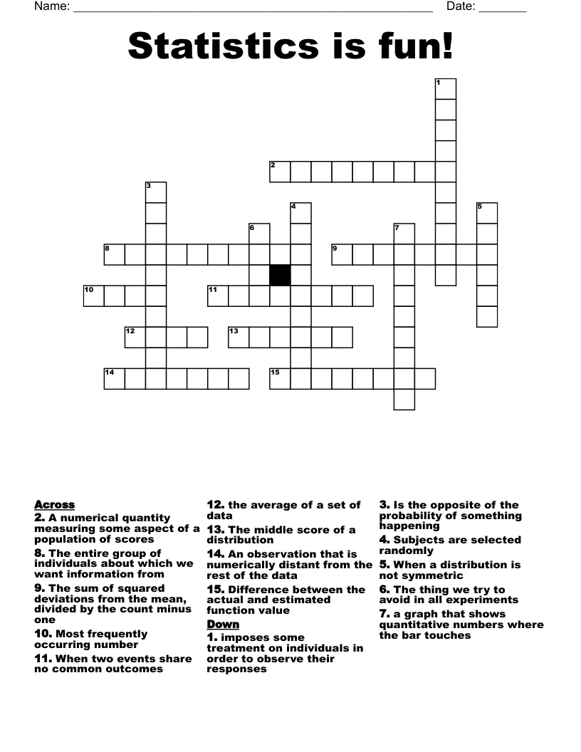 Statistics is fun! Crossword