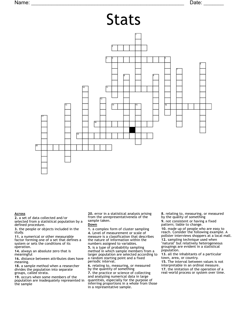 Stats Crossword