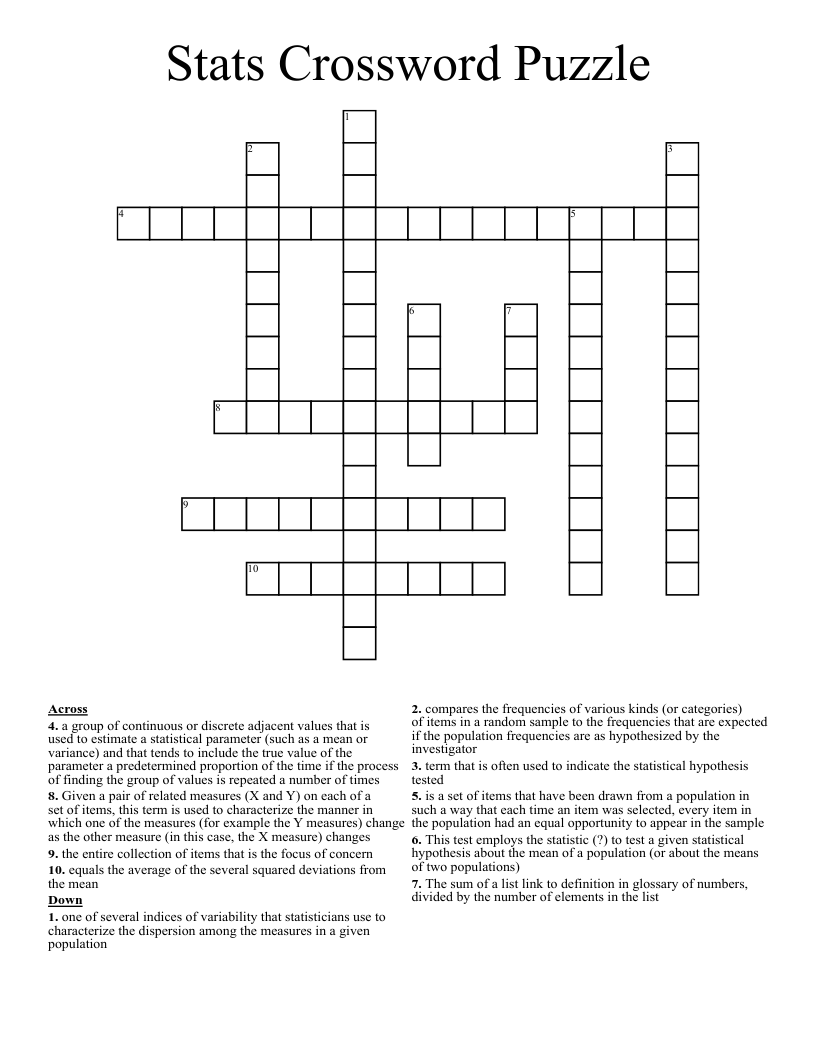 Stats Crossword Puzzle
