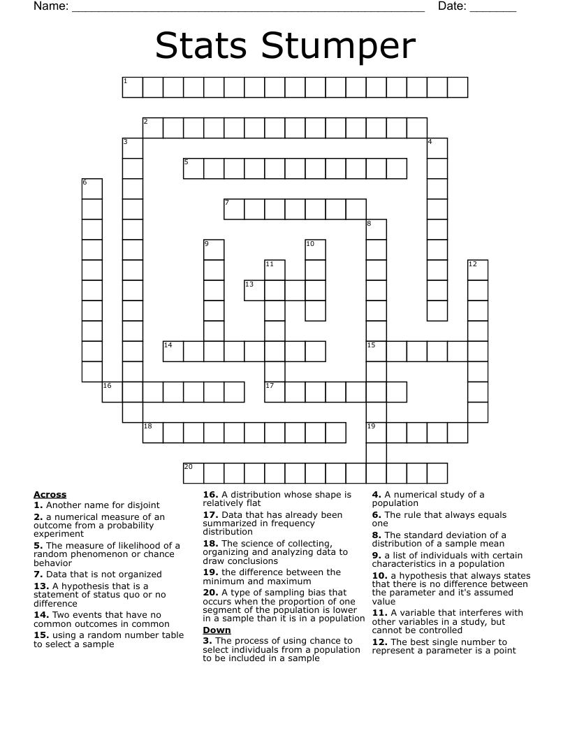 Stats Stumper Crossword