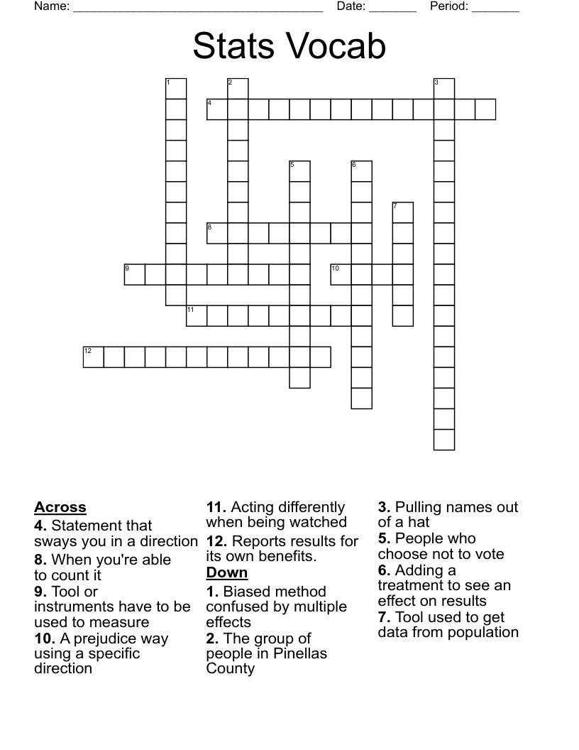 Stats Vocab Crossword