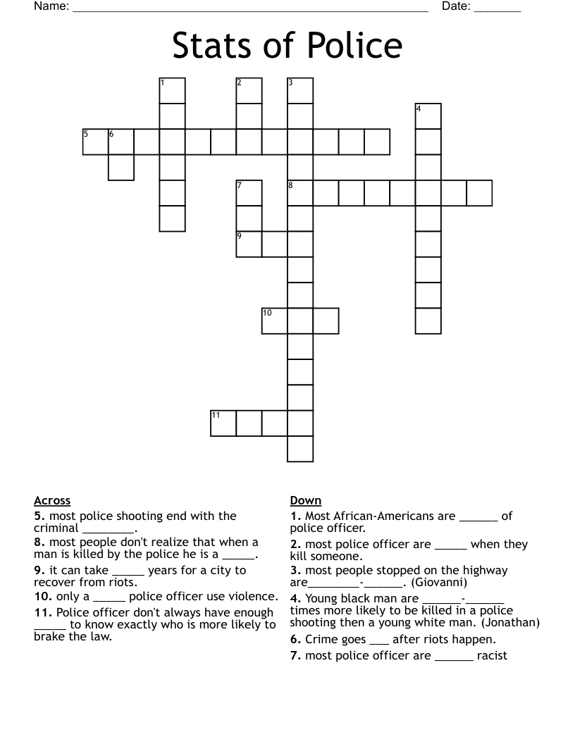 Stats of Police Crossword