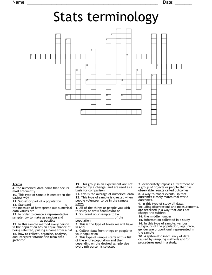 Stats terminology Crossword