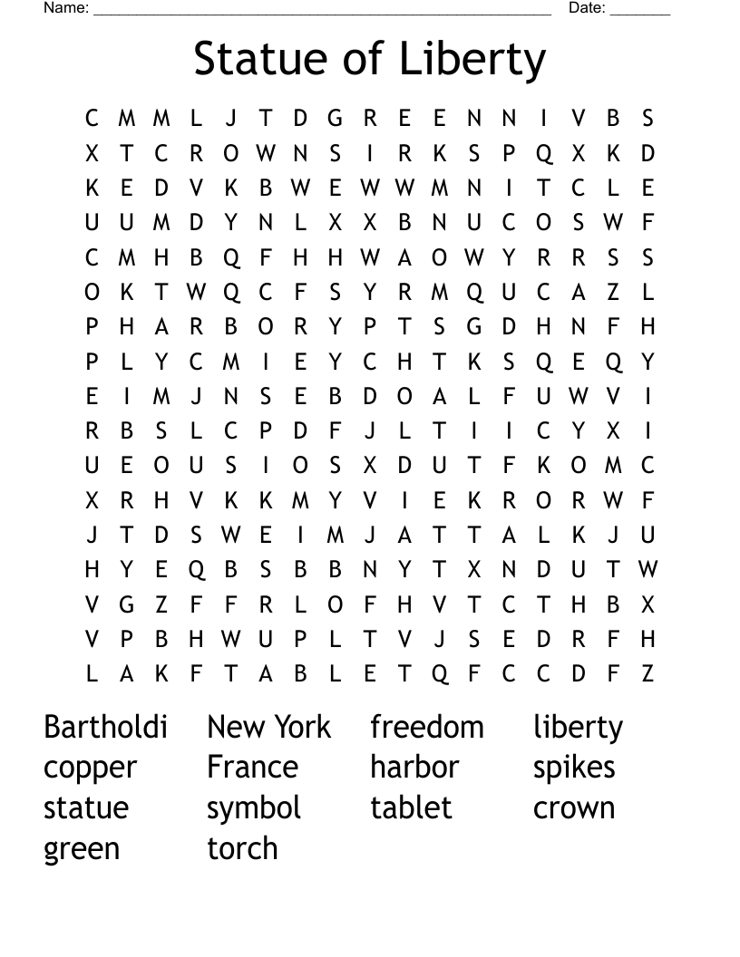 Statue of Liberty Word Search