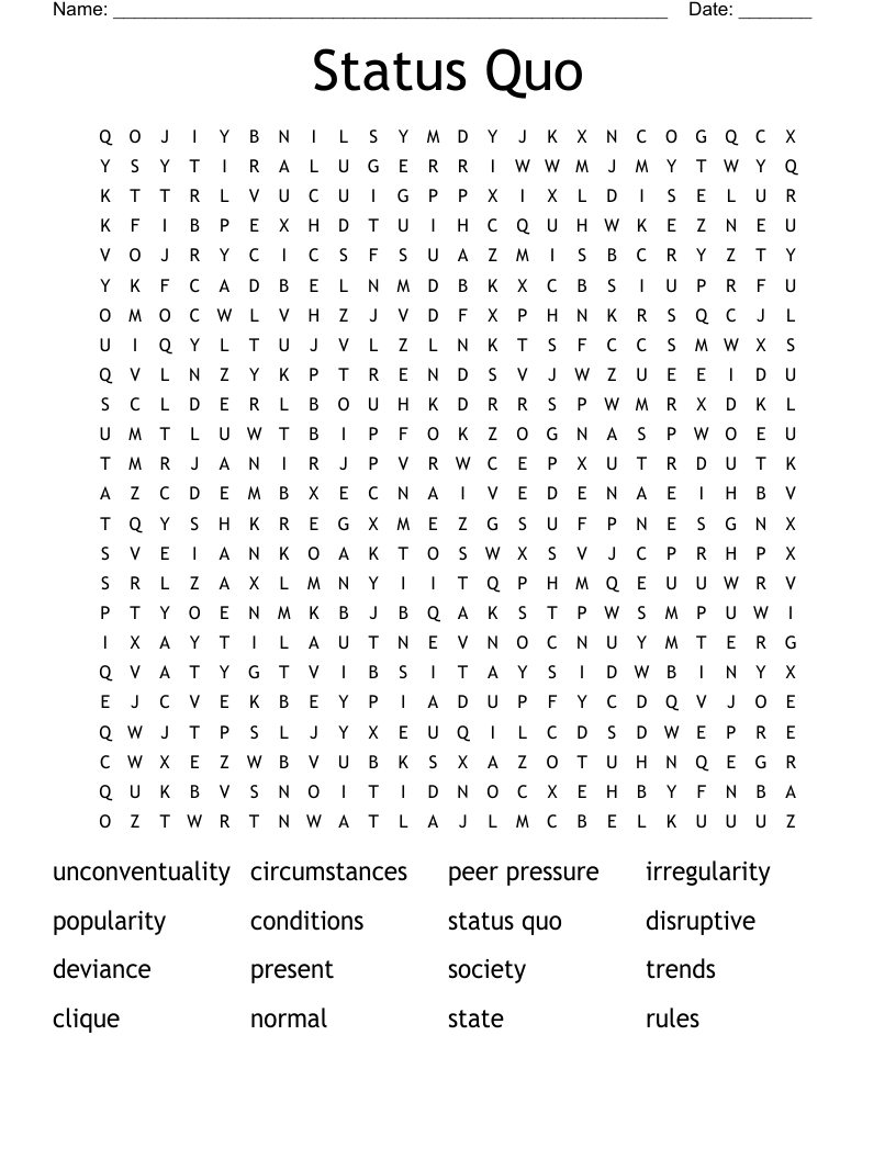 Status Quo Word Search