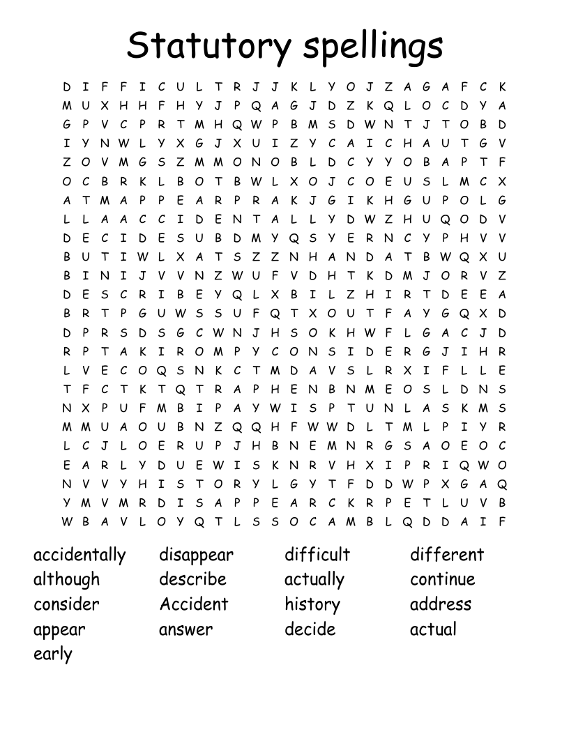 Statutory spellings   Word Search