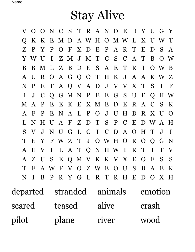 Stay Alive Word Search