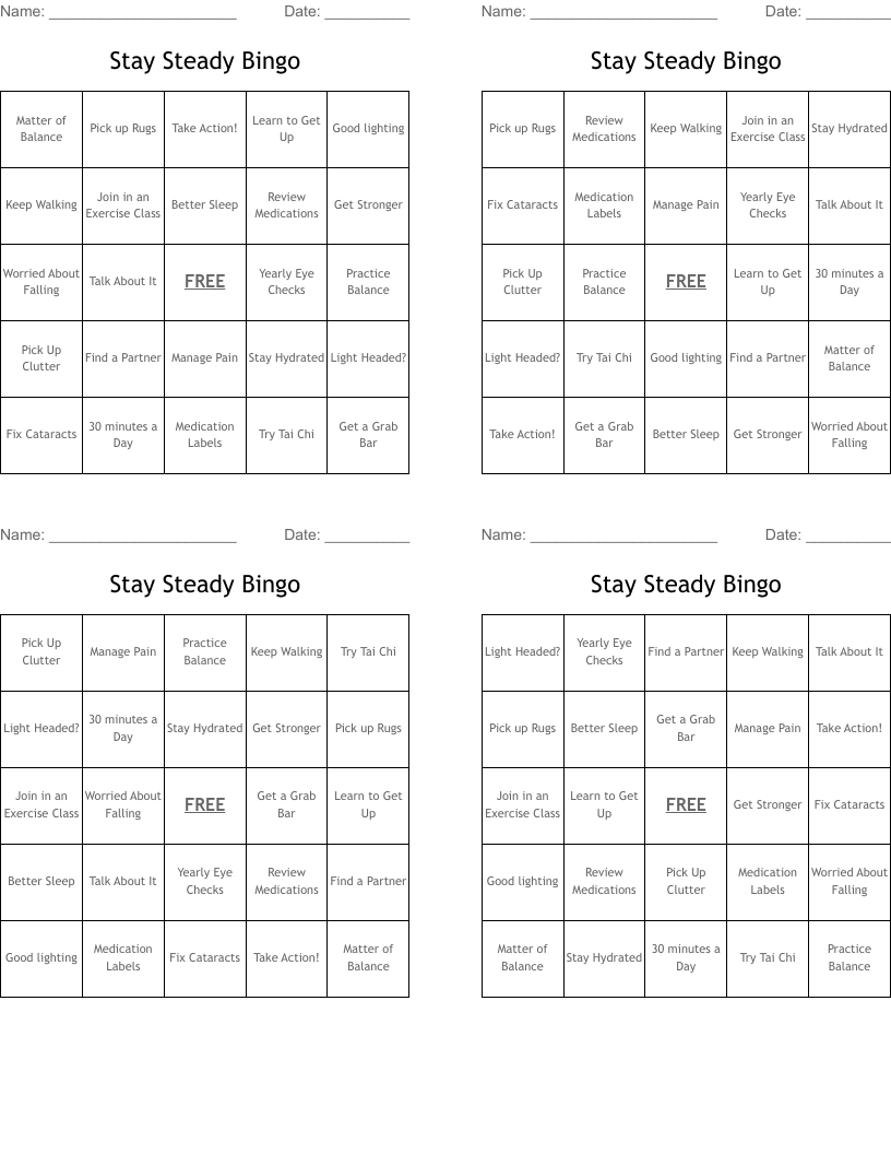 Stay Steady Bingo