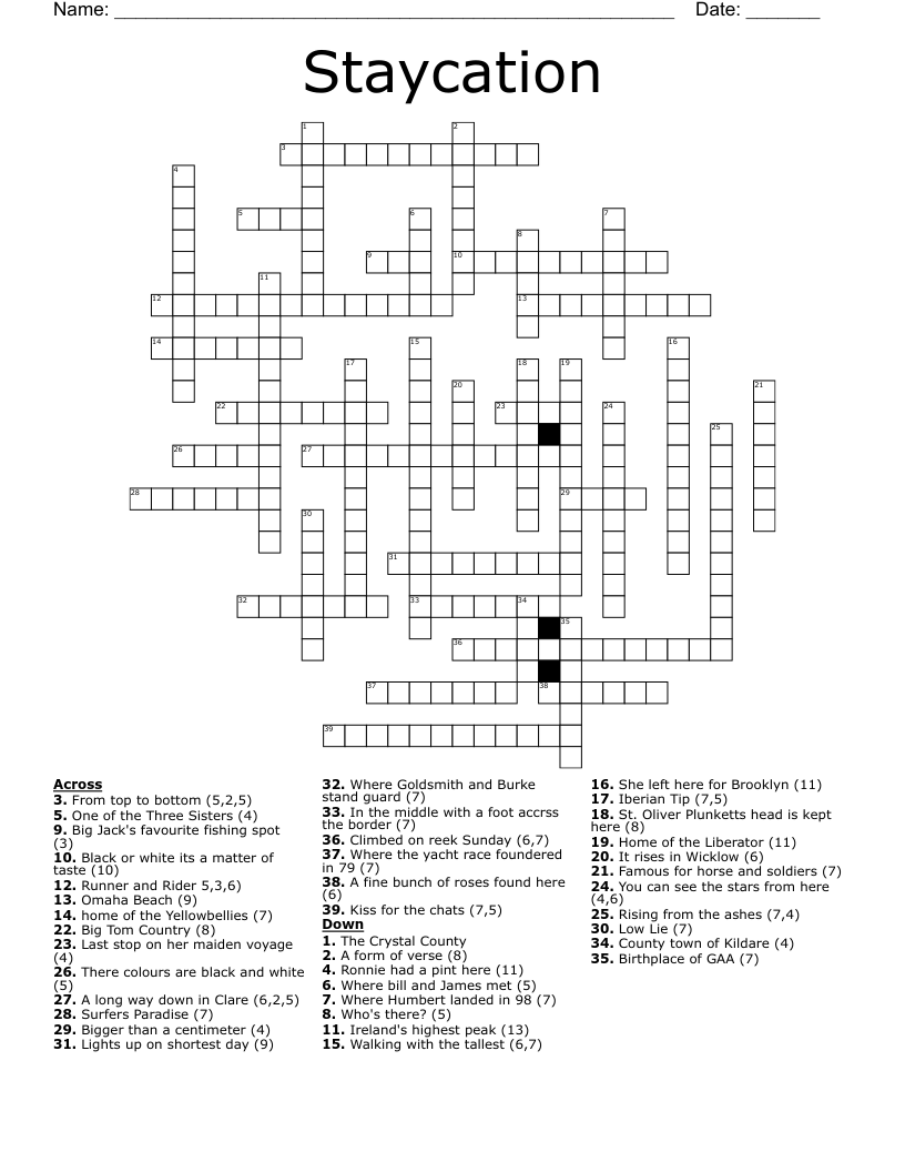 Staycation Crossword