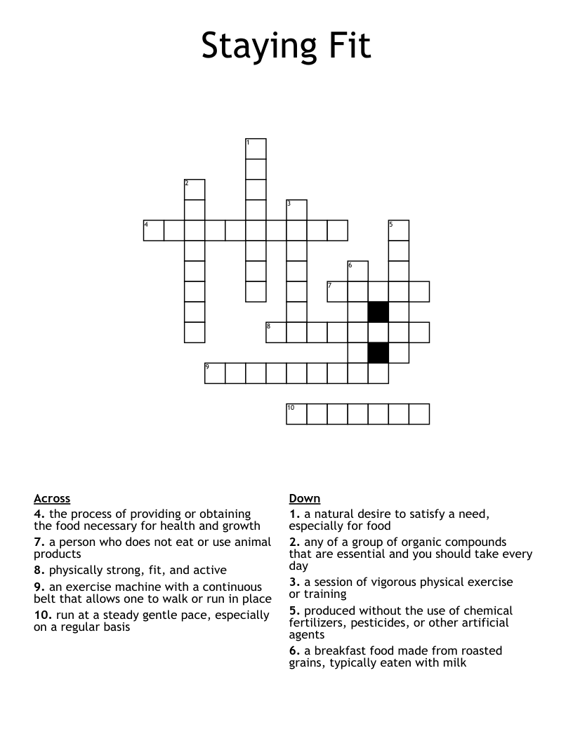 Staying Fit Crossword