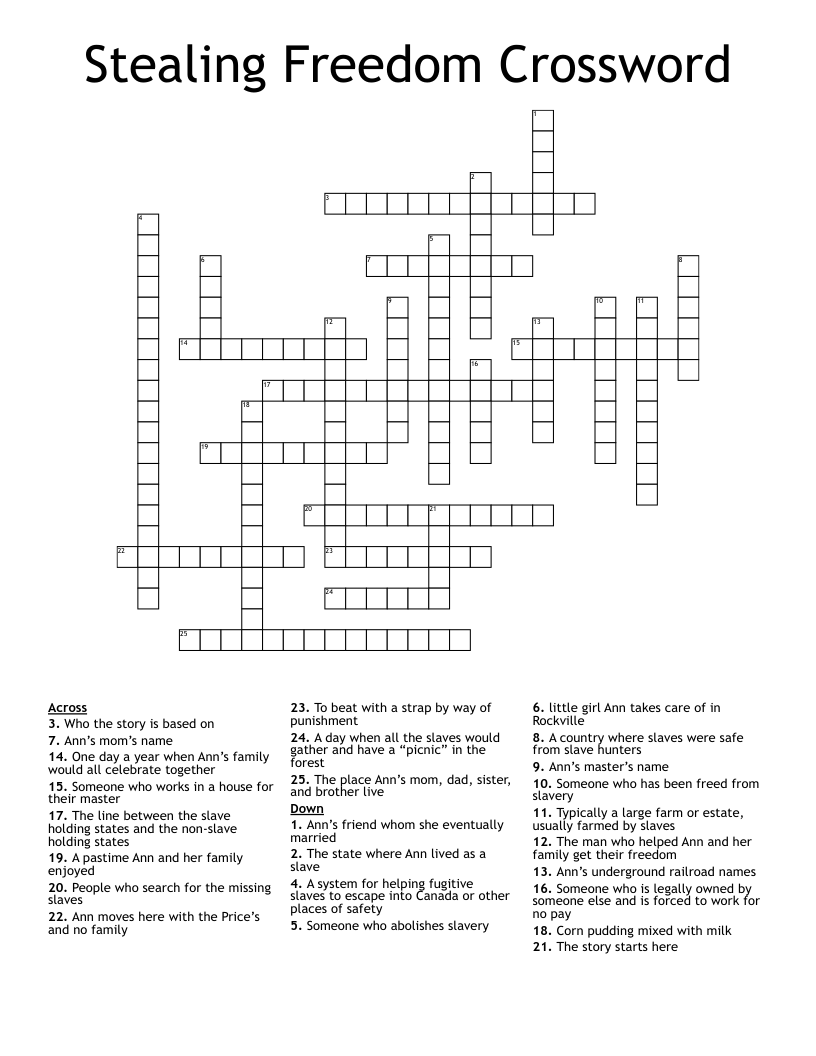Stealing Freedom Crossword