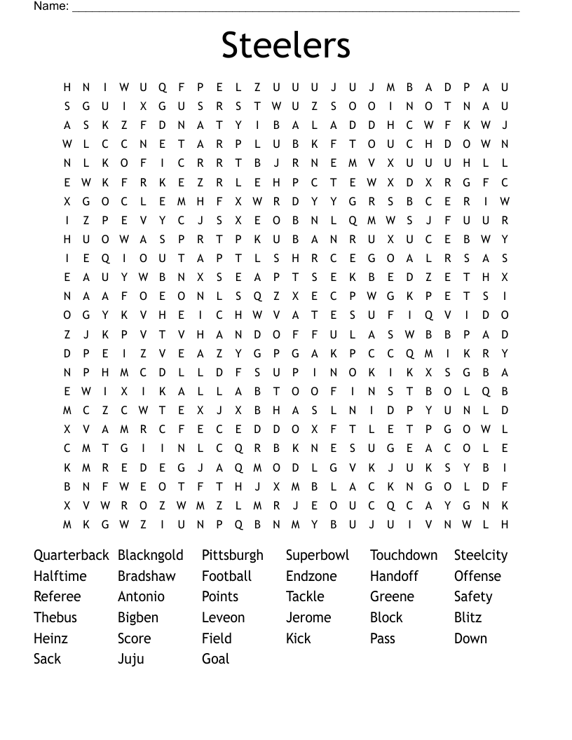 Steelers Word Search