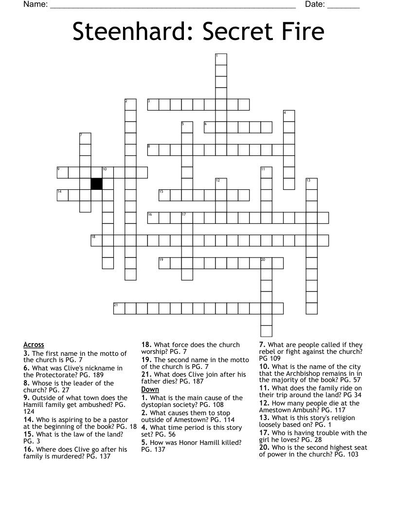 Steenhard: Secret Fire Crossword