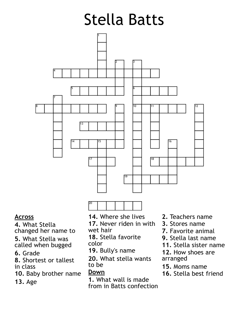 Stella Batts Crossword