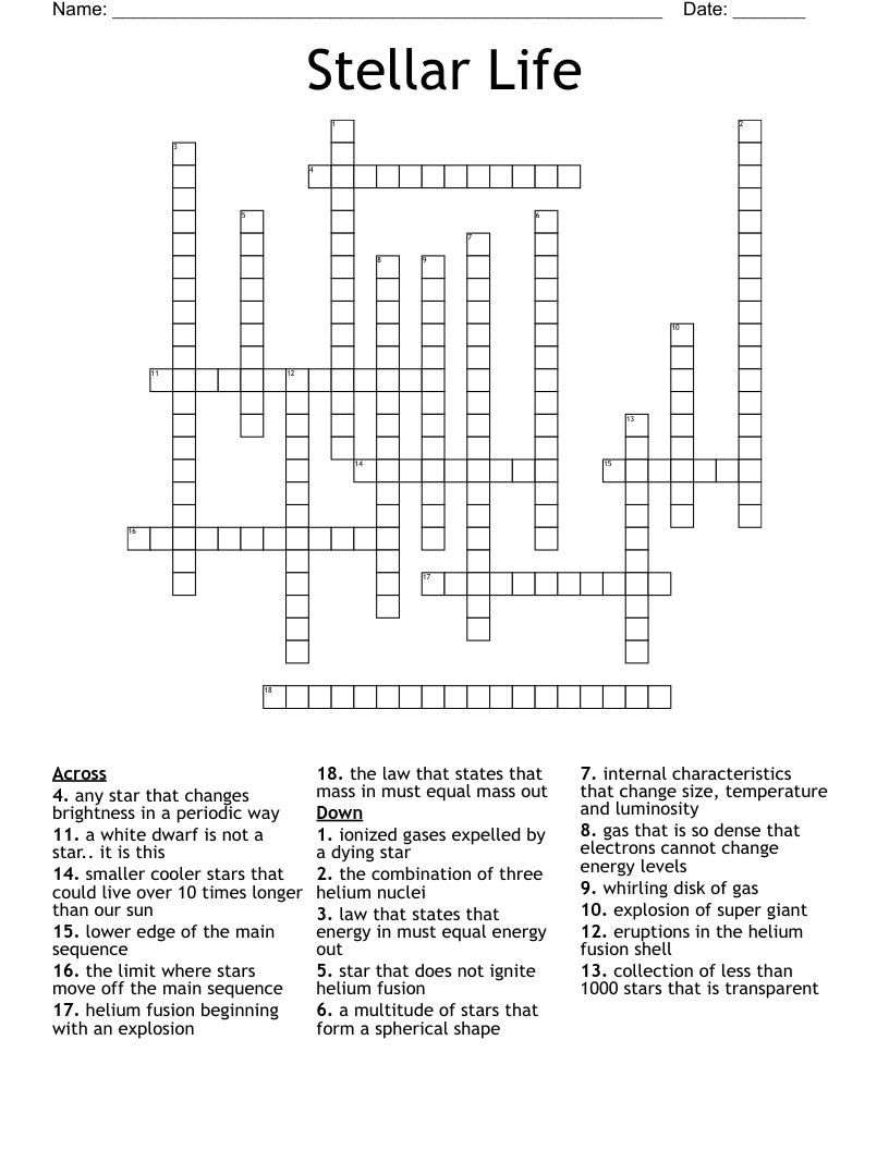 Stellar Life Crossword