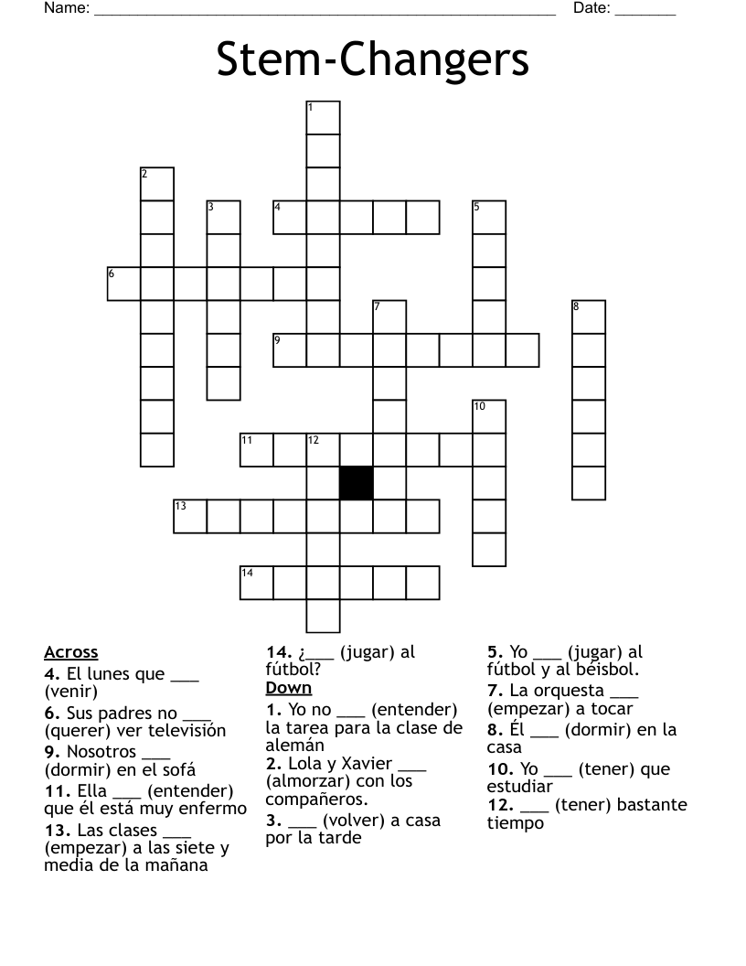 Stem-Changers Crossword