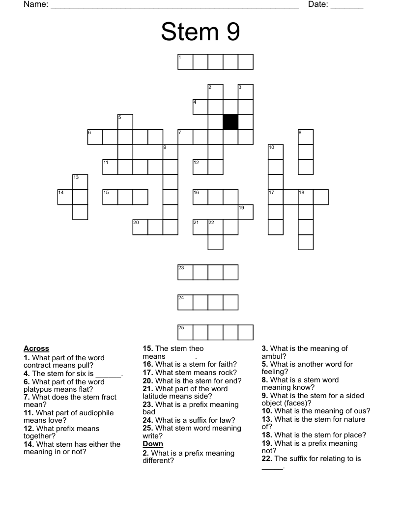 Stem 9 Crossword